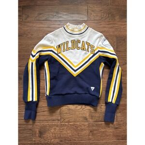 Vintage Varsity Cheerleader Sweater Women's Yellow Blue Cosplay Costume Wildcats